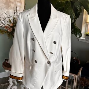 White House Black Market Elegant White Double-Breasted Women's Blazer